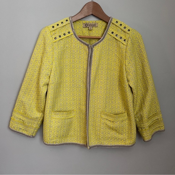 Democracy Yellow Boucle Jacket Blazer Size Medium EUC - Picture 1 of 6